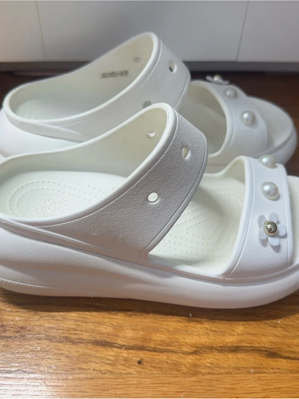 CROCS Women's white Platform Slide Sandals